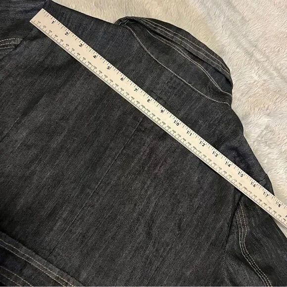 Baccini Spring 3/4 Sleeve Tunic Length Jean Jacket Dark Wash Light Women's L - Picture 7 of 14